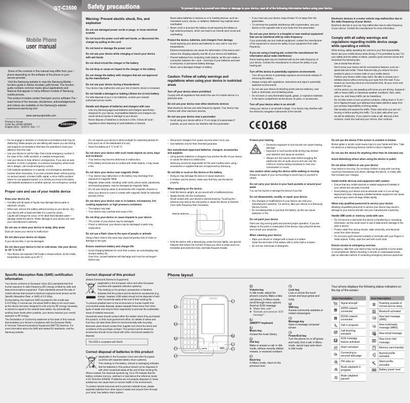 Page 1 of the manual User Manual Samsung GT-C3500