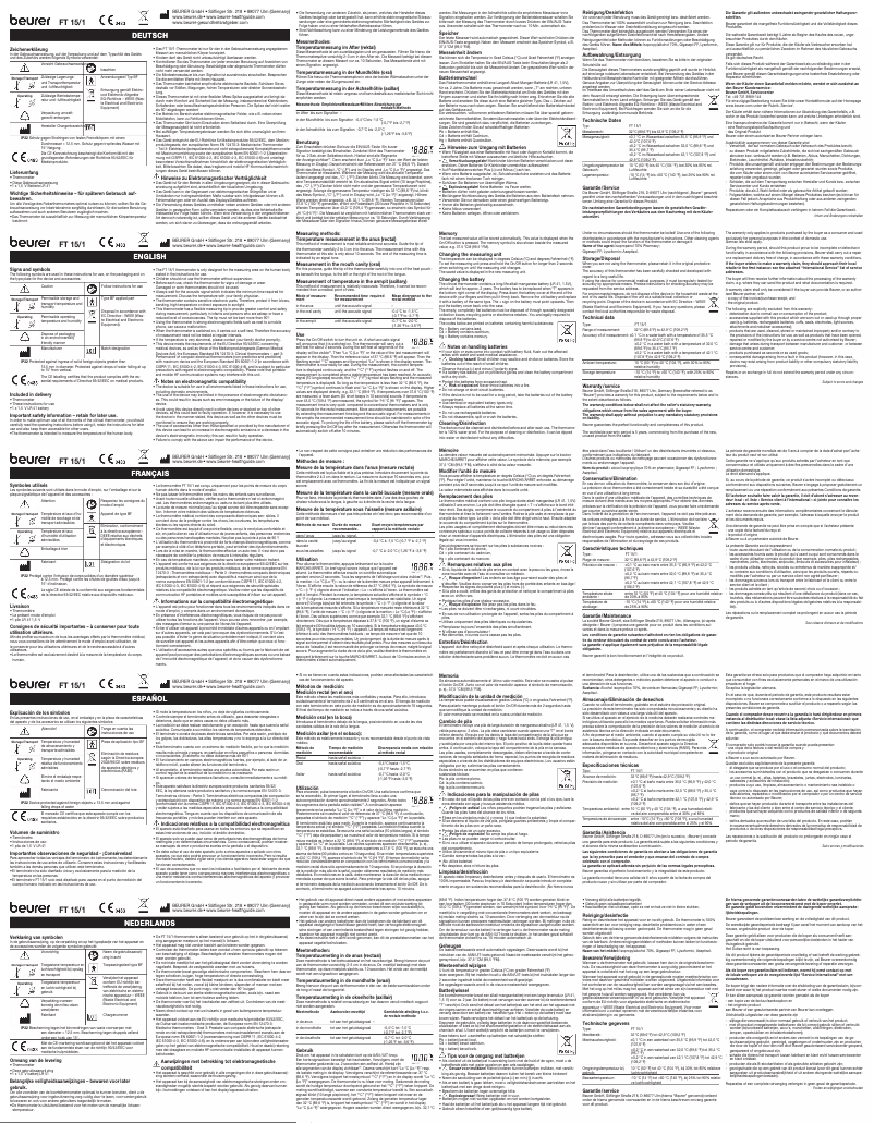 First page image of the manual for FT 15/1