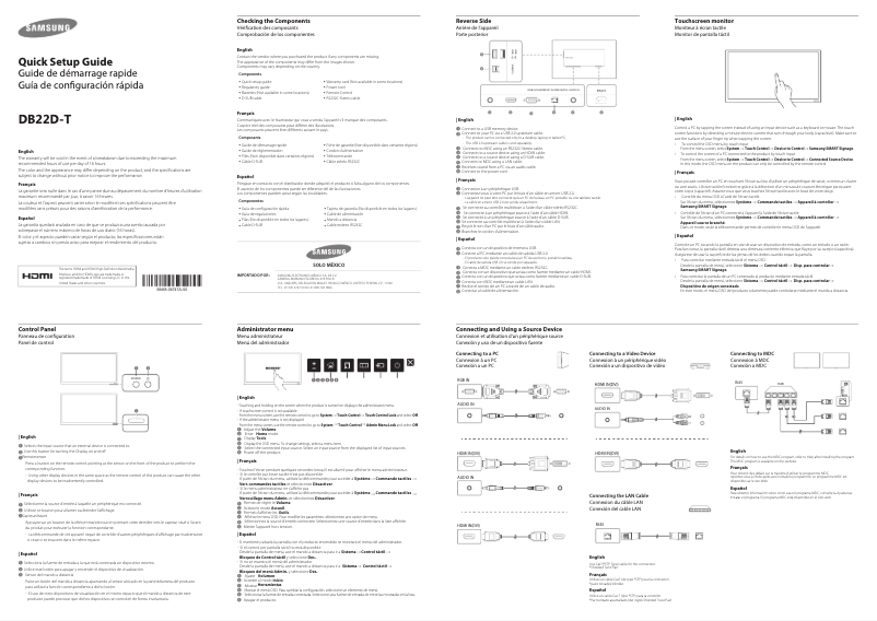 First page image of the manual for SMART Signage DB22D-T