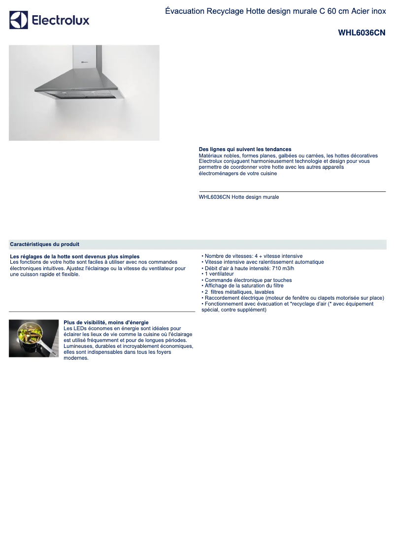 Page 1 of the manual Technical Sheet Electrolux WHL6036CN