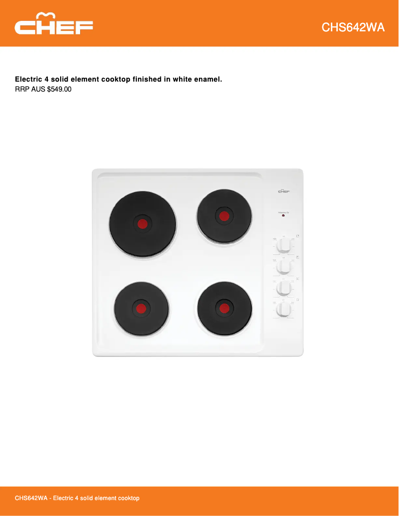 Page 1 of the manual Technical Sheet Chef CHS642WA