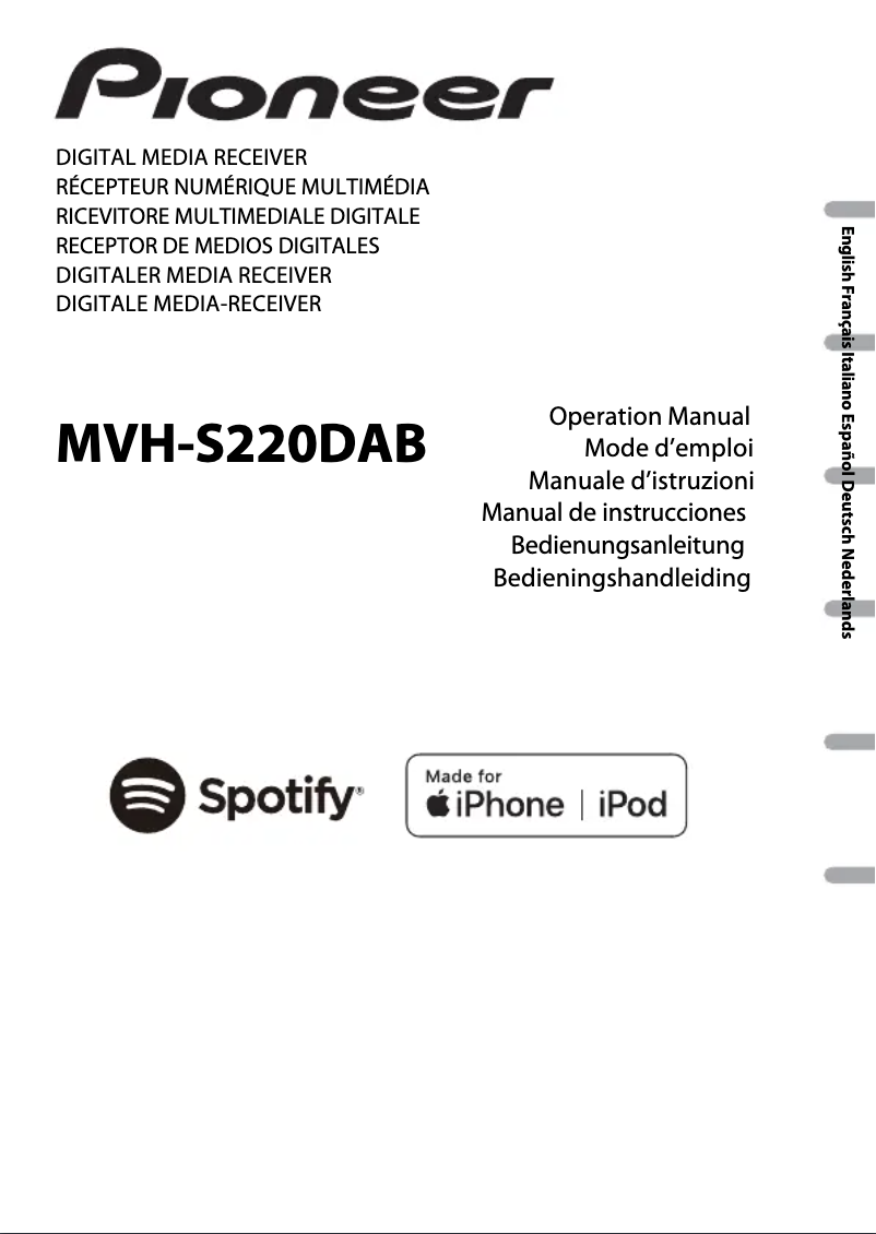 Page 1 of the manual User Manual Pioneer MVH-S220DAB