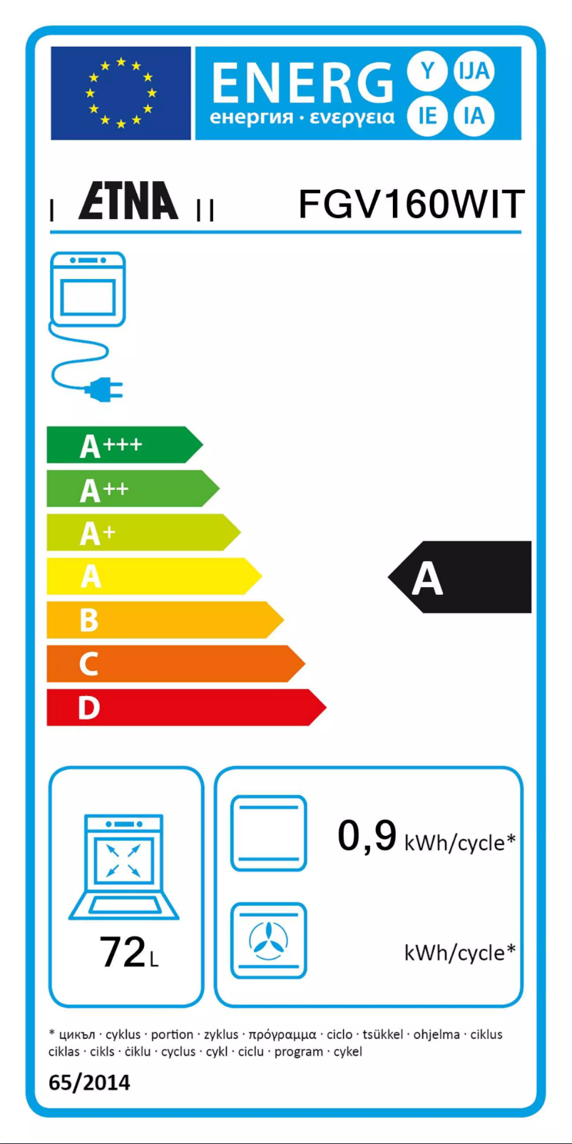 First page image of the manual for FGV160WIT