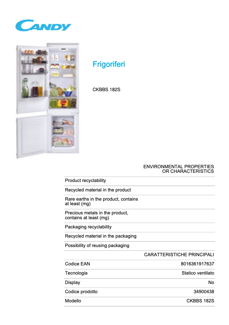 First page image of the manual for CKBBS 182S