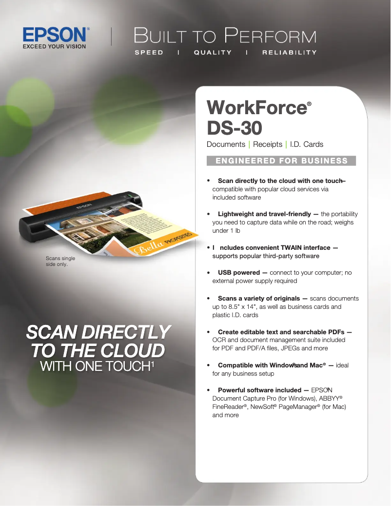 First page image of the manual for WorkForce DS-30