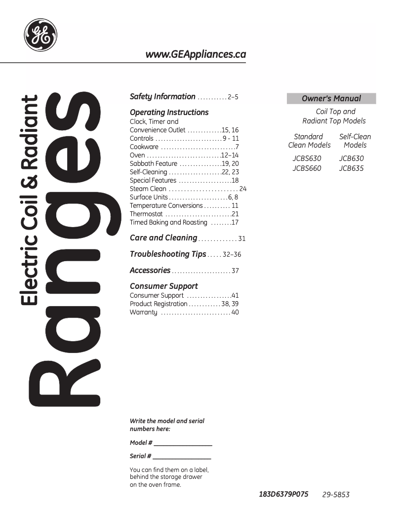 First page image of the manual for JCB630SJSS