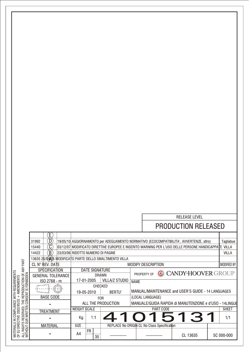 First page image of the manual for RBDP 2653
