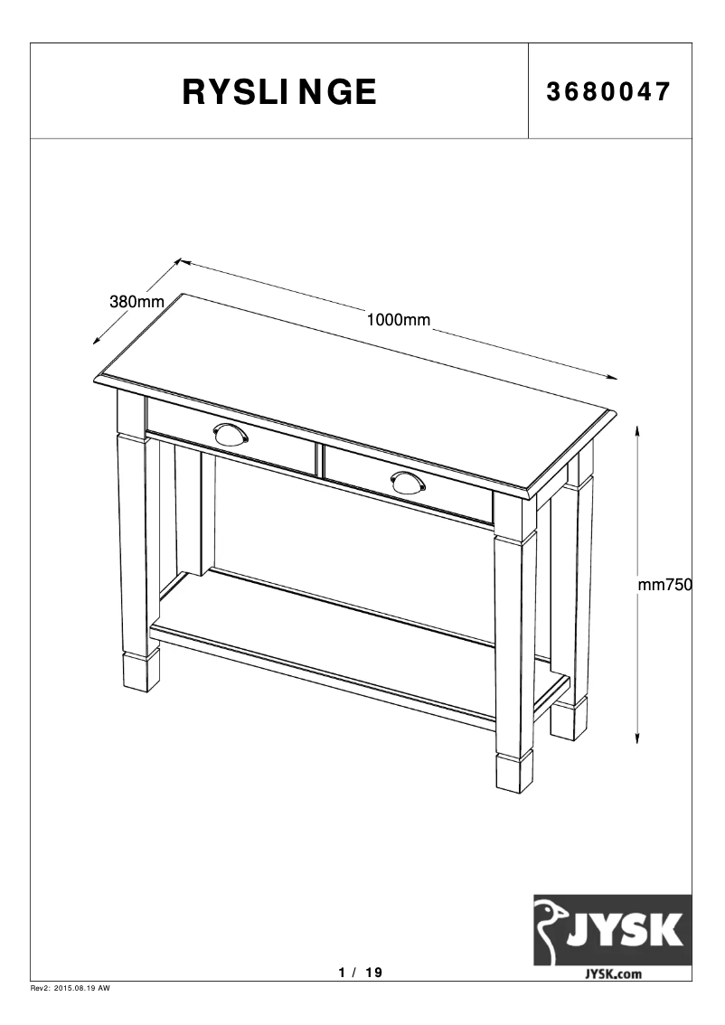 Page 1 of the manual User Manual JYSK Ryslinge