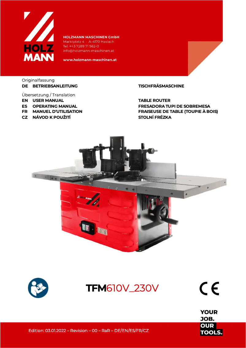 First page image of the manual for TFM610V_230V