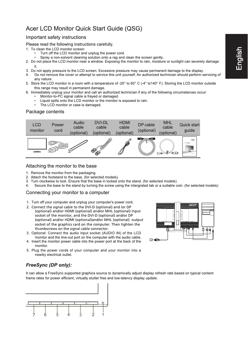 Page 1 of the manual User Manual Acer XF240H