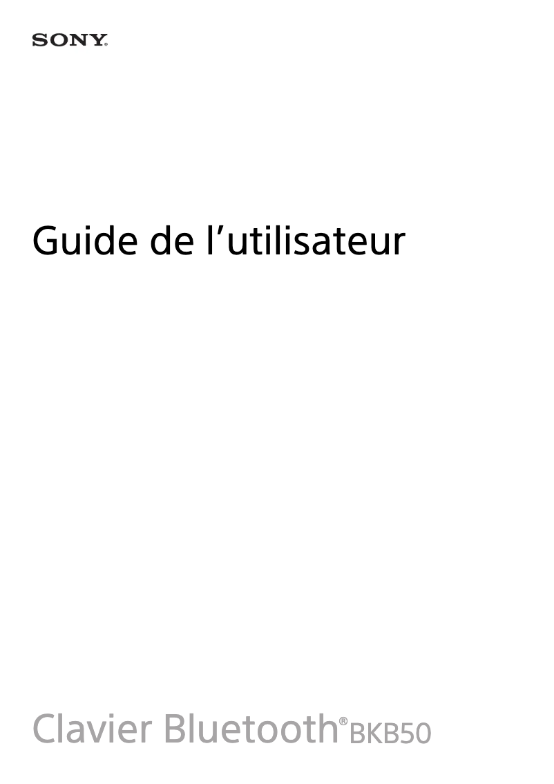 Page 1 of the manual User Manual Sony BKB50