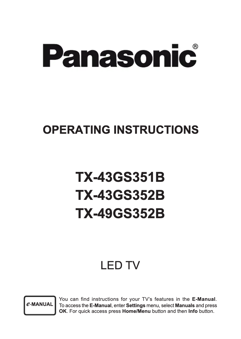 Page 1 of the manual User Manual Panasonic TX-43GS352B