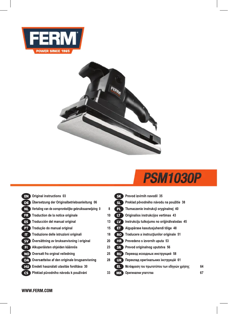Page 1 of the manual User Manual Ferm PSM1030P