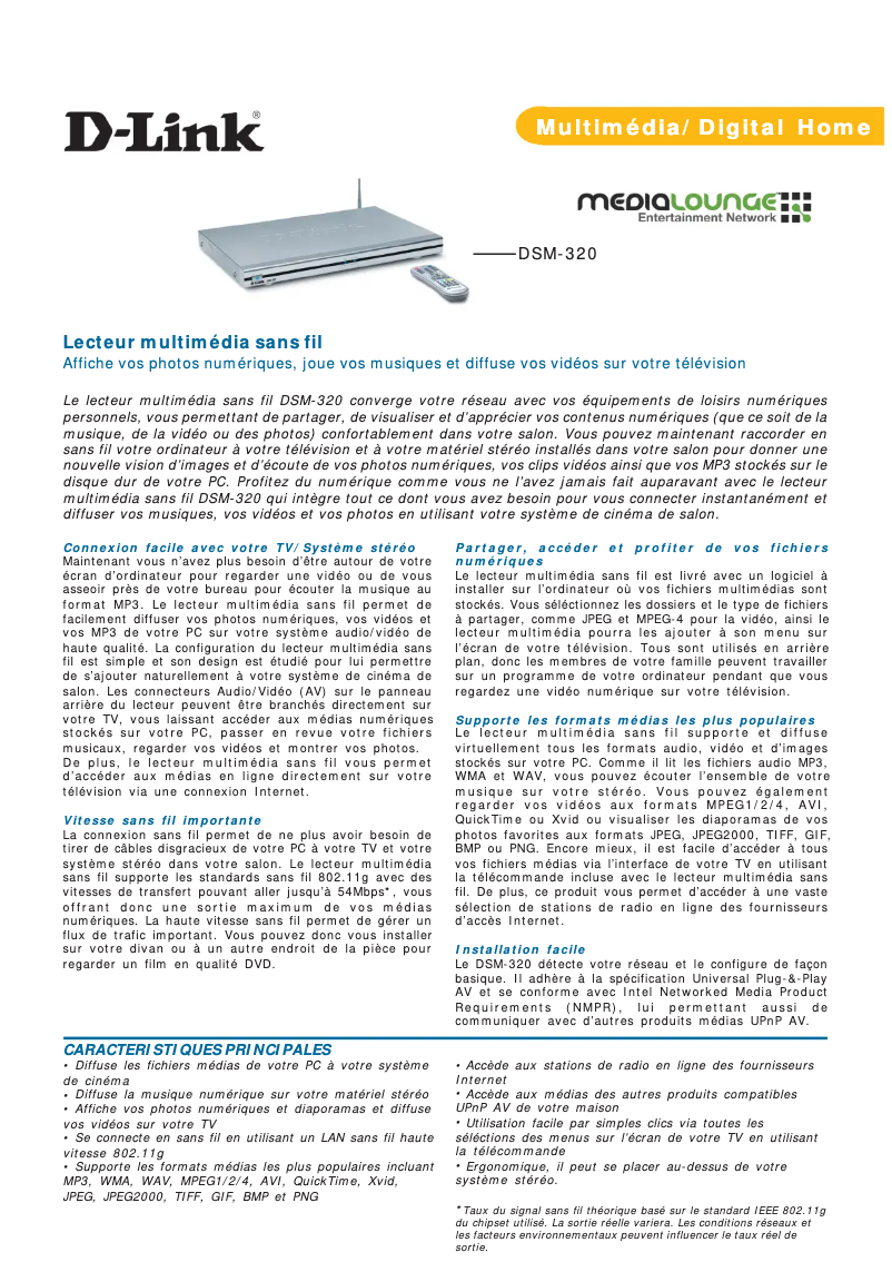 First page image of the manual for DSM-320