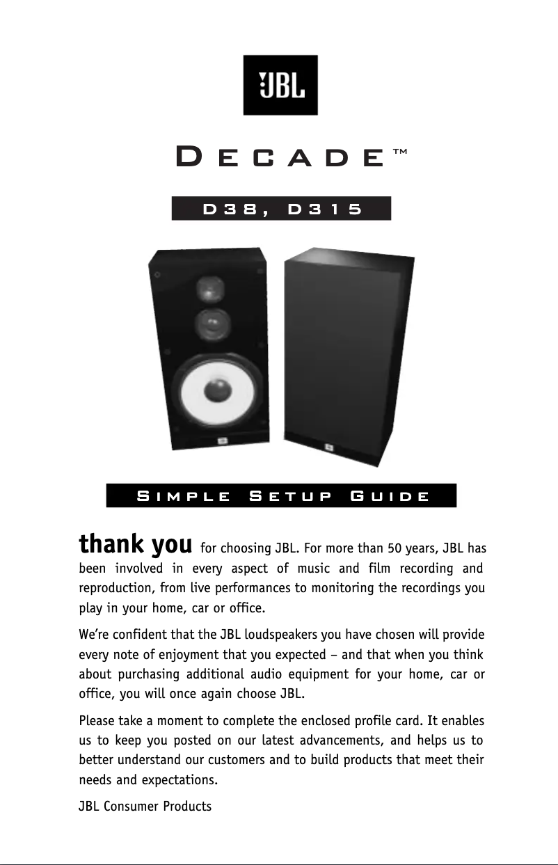 First page image of the manual for Decade D315
