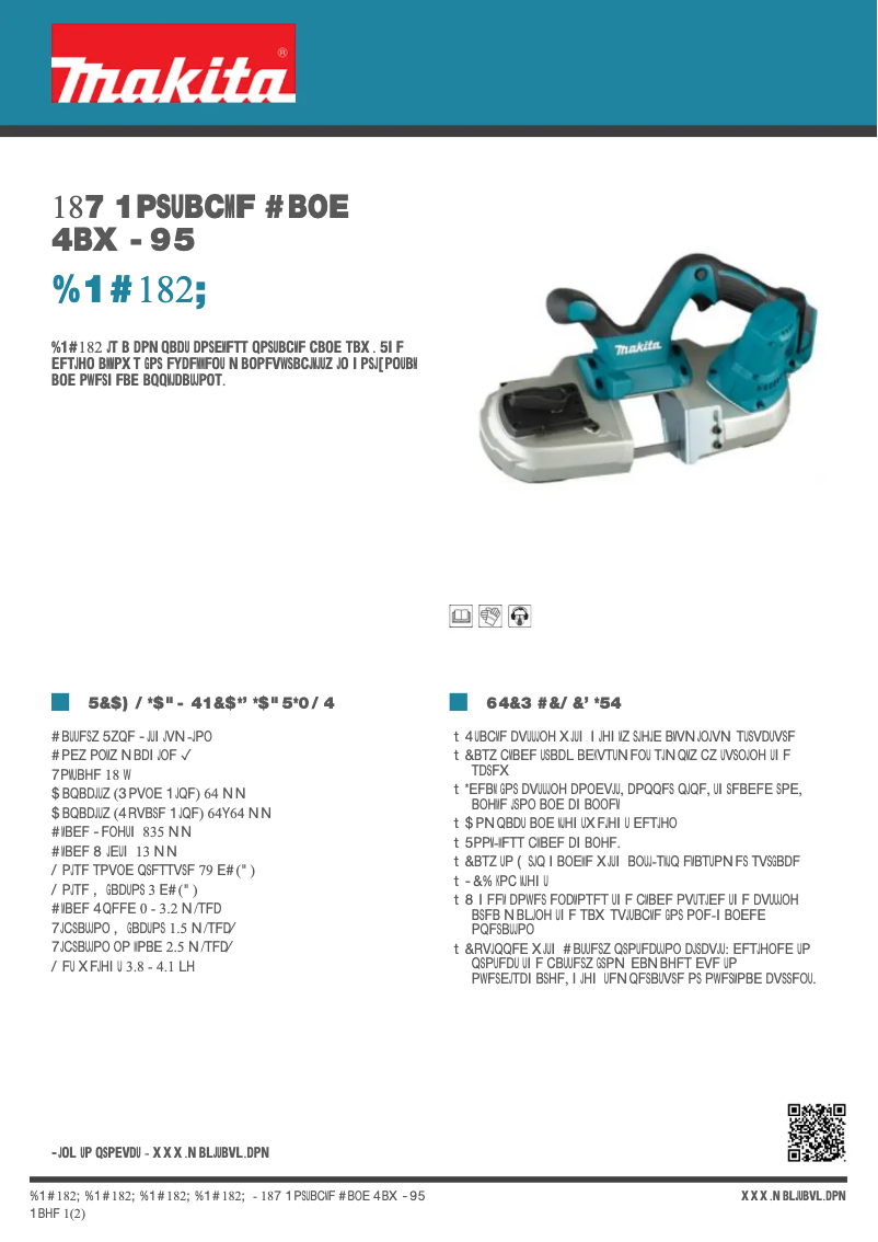 Page 1 of the manual Technical Sheet Makita DPB182Z