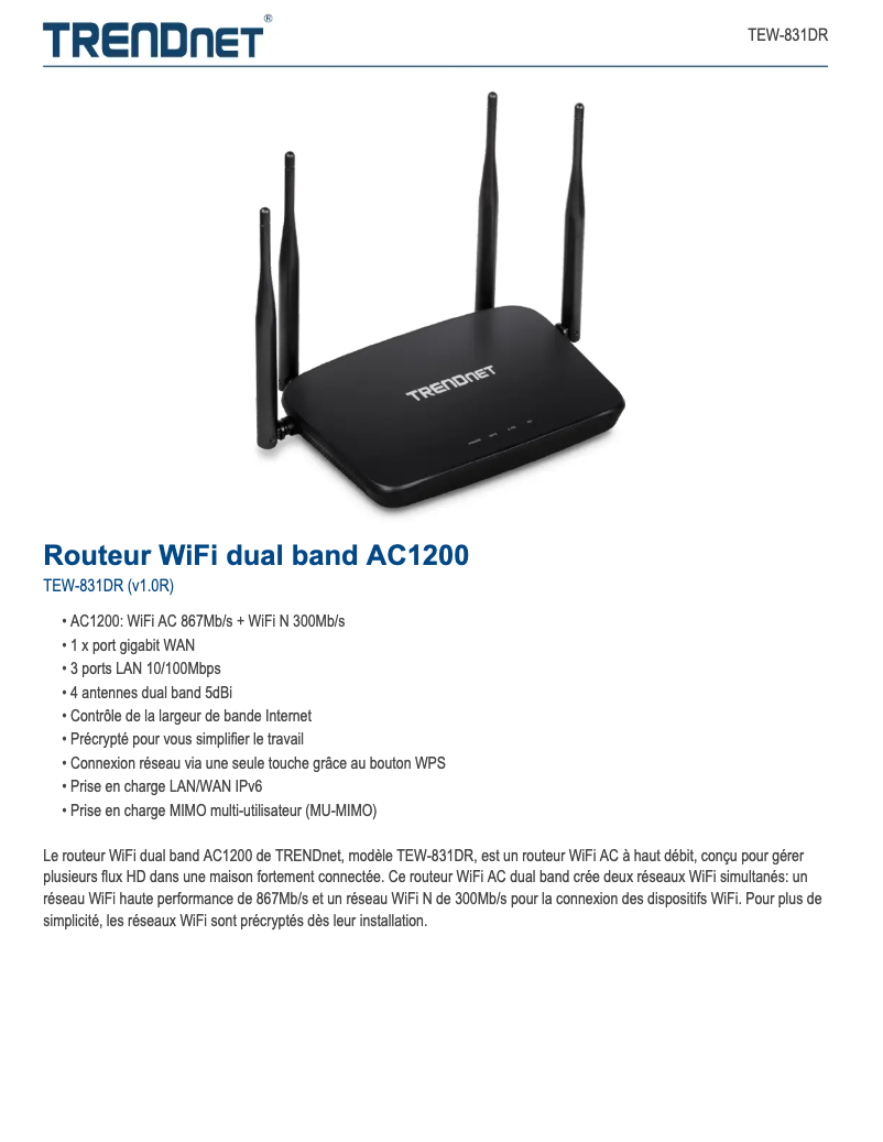 First page image of the manual for TEW-831DR