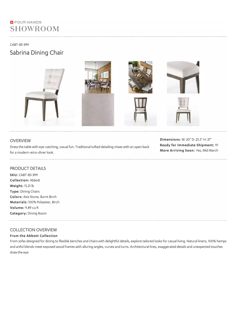 Page 1 de la notice Manuel utilisateur Four Hands CABT-83-399