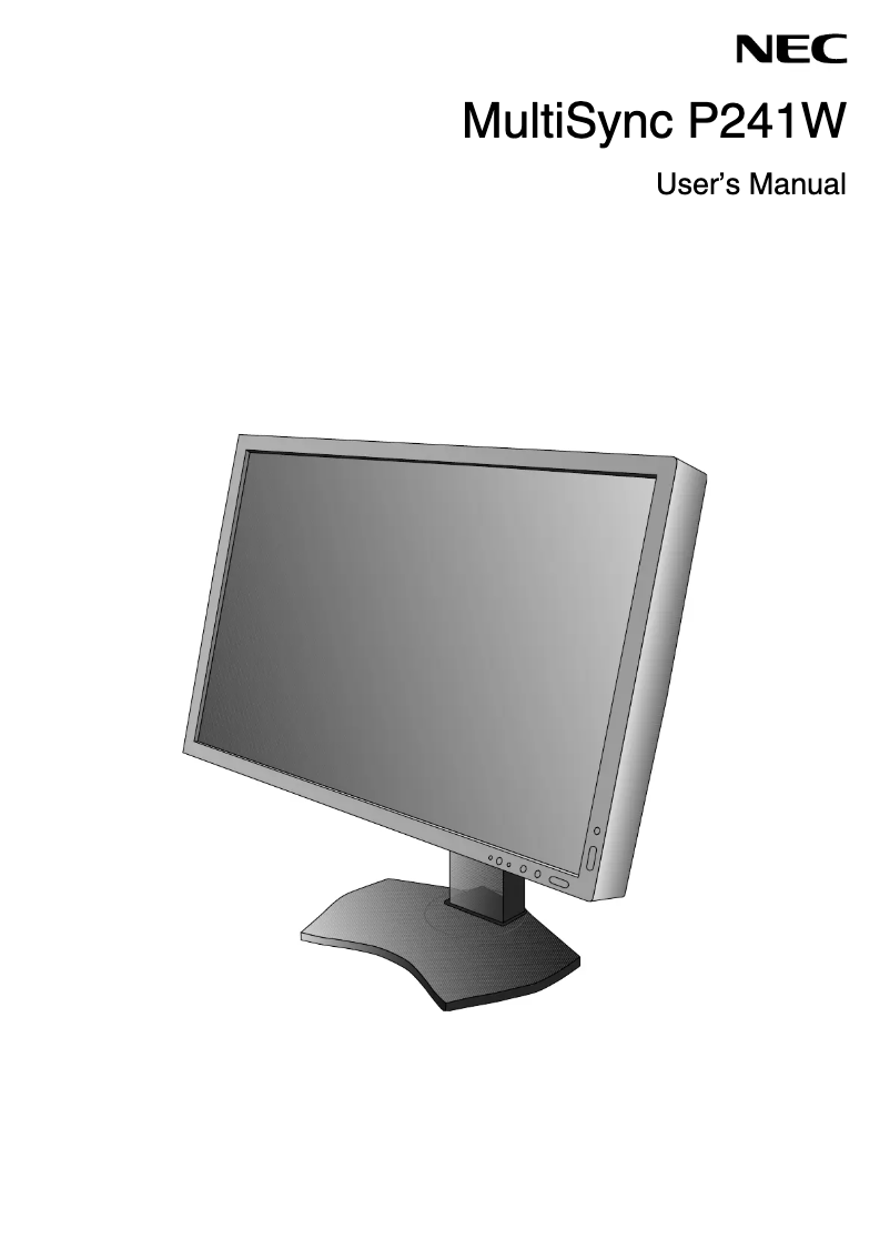 First page image of the manual for MultiSync P241W-BK