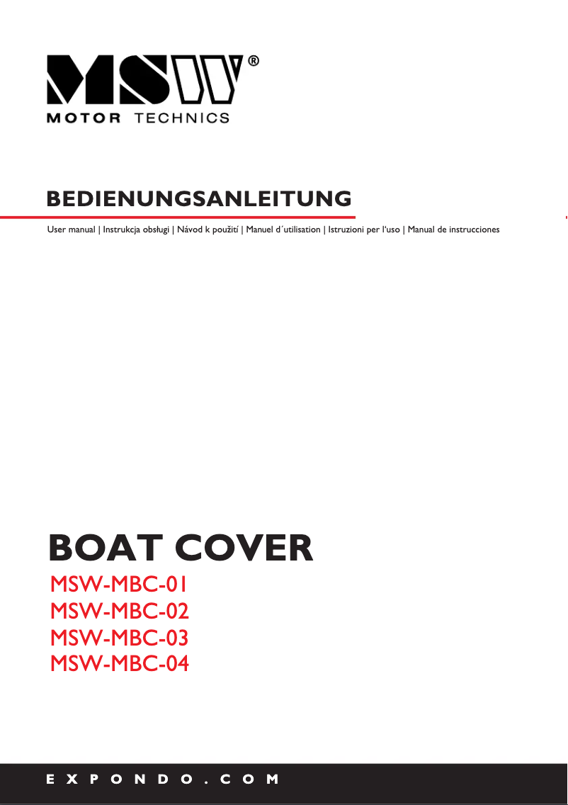 First page image of the manual for MSW-MBC-01