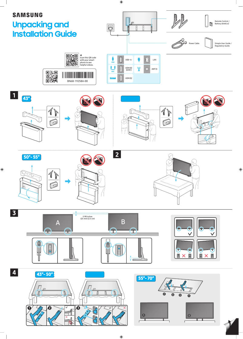 Page 1 of the manual Installation Guide Samsung UN55DU7200F