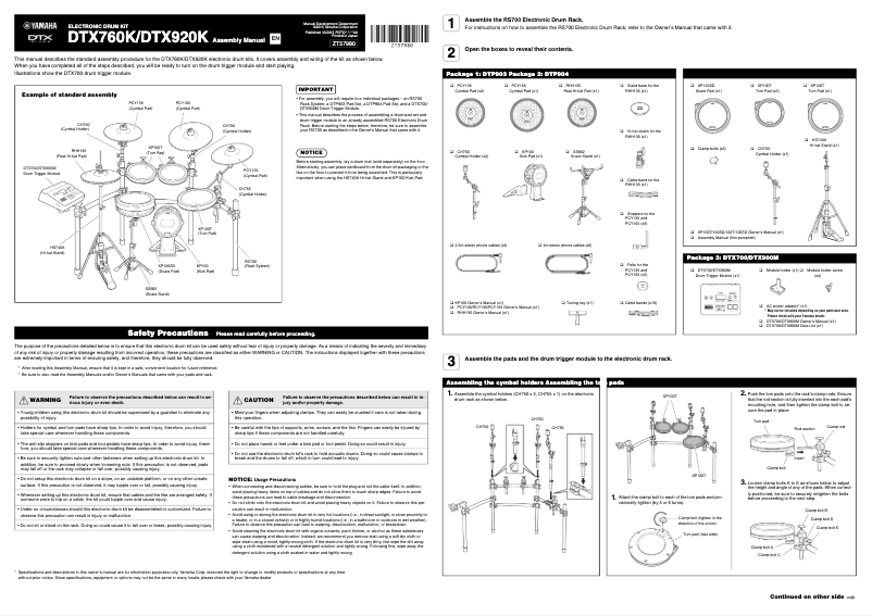 Page 1 of the manual User Manual Yamaha DTX920K