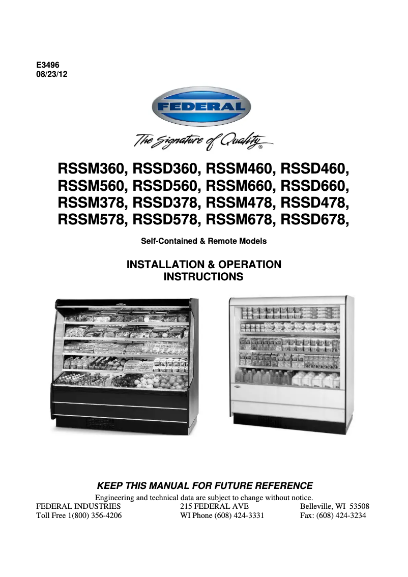 First page image of the manual for RSSD-678SC