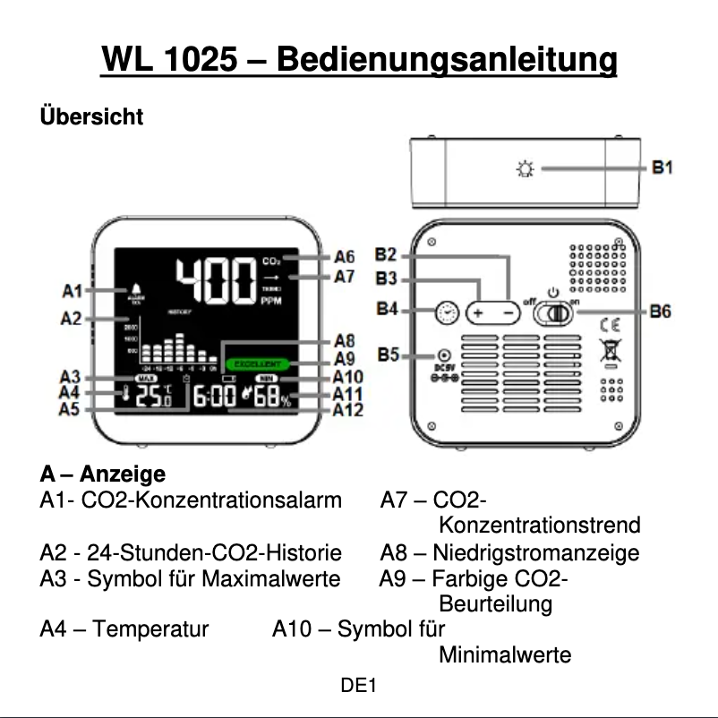 Page 1 of the manual User Manual Techno Line WL1025