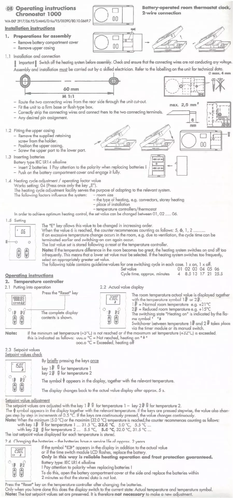 First page image of the manual for Chronostat 1000