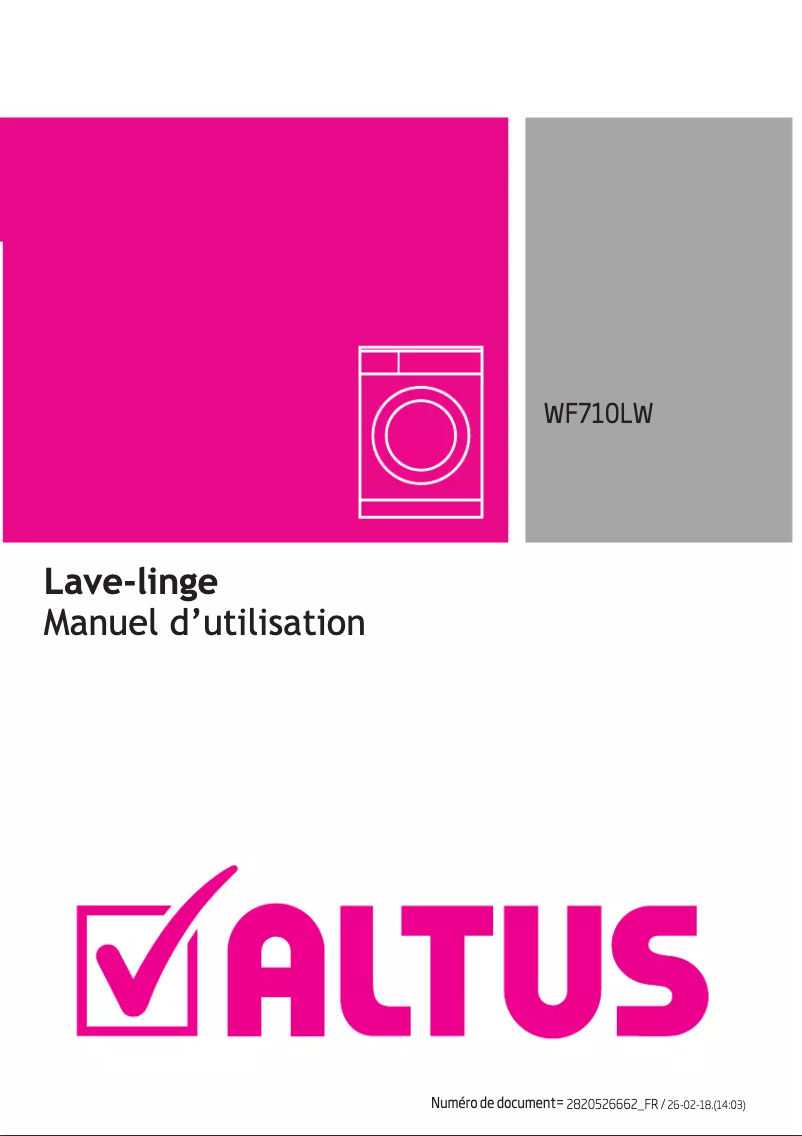 Page 1 of the manual User Manual Altus WF710LW