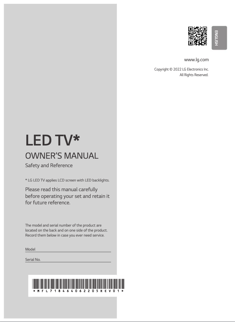 Page 1 of the manual User Manual LG 43NANO756QA