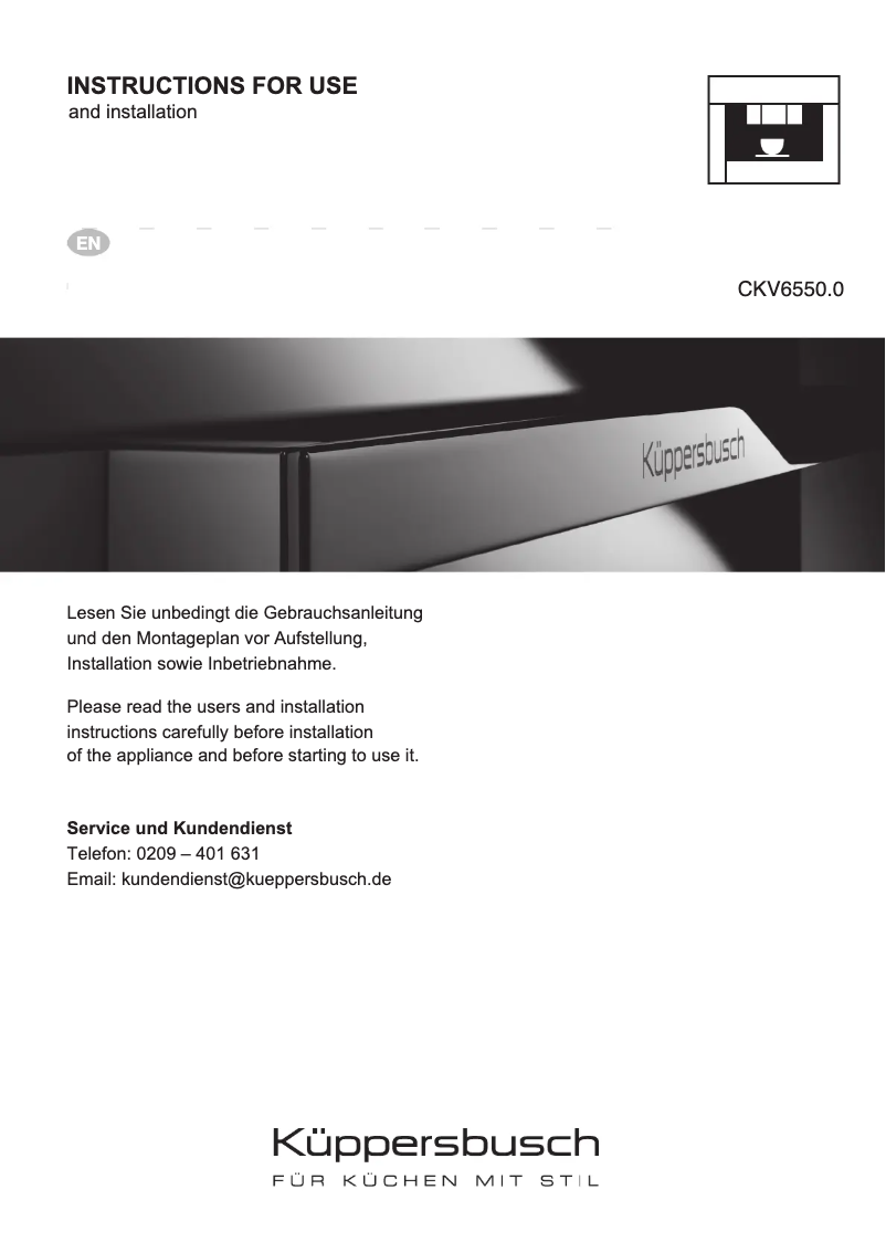Page 1 of the manual User Manual Küppersbusch CKV6550.0W