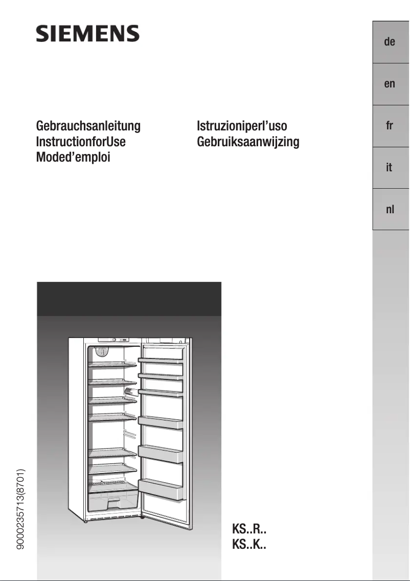 Page 1 of the manual User Manual Siemens KS30RN00SD