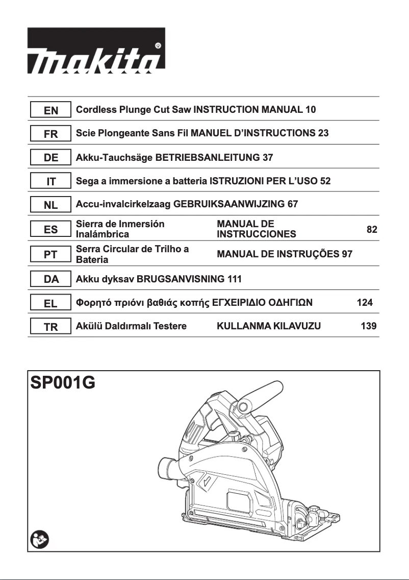 Page 1 of the manual User Manual Makita SP001G