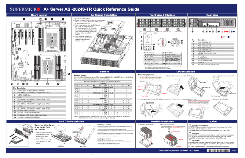 First page image of the manual for SuperServer AS -2024S-TR