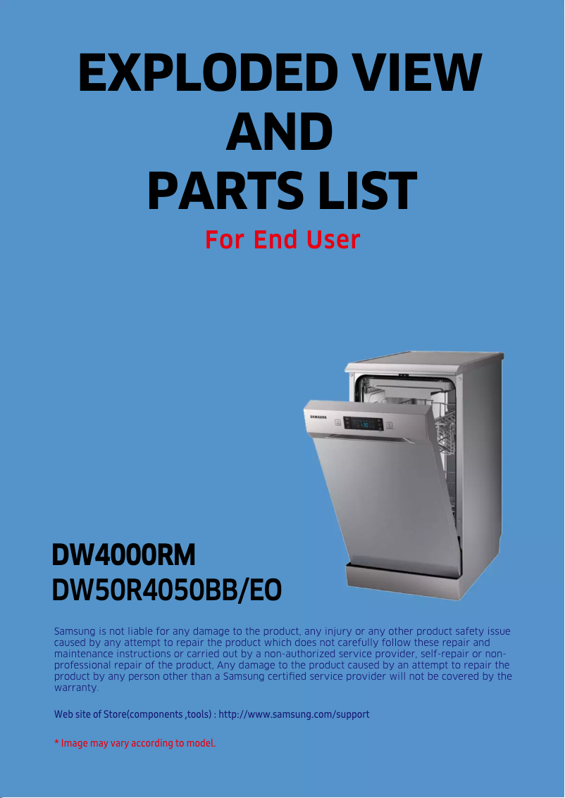 First page image of the manual for DW50R4050BB