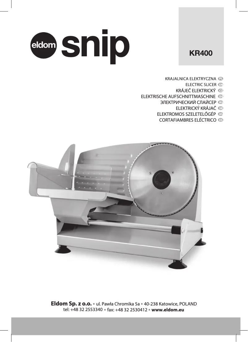 First page image of the manual for Snip KR400