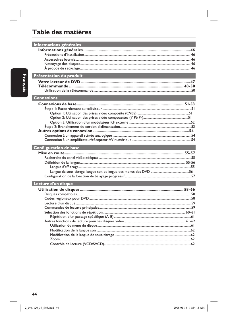 First page image of the manual for DVP1120