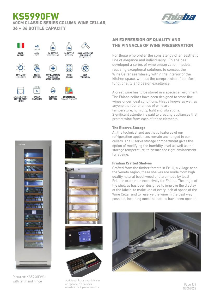 Page 1 of the manual Technical Sheet Fhiaba KS5990FW6A