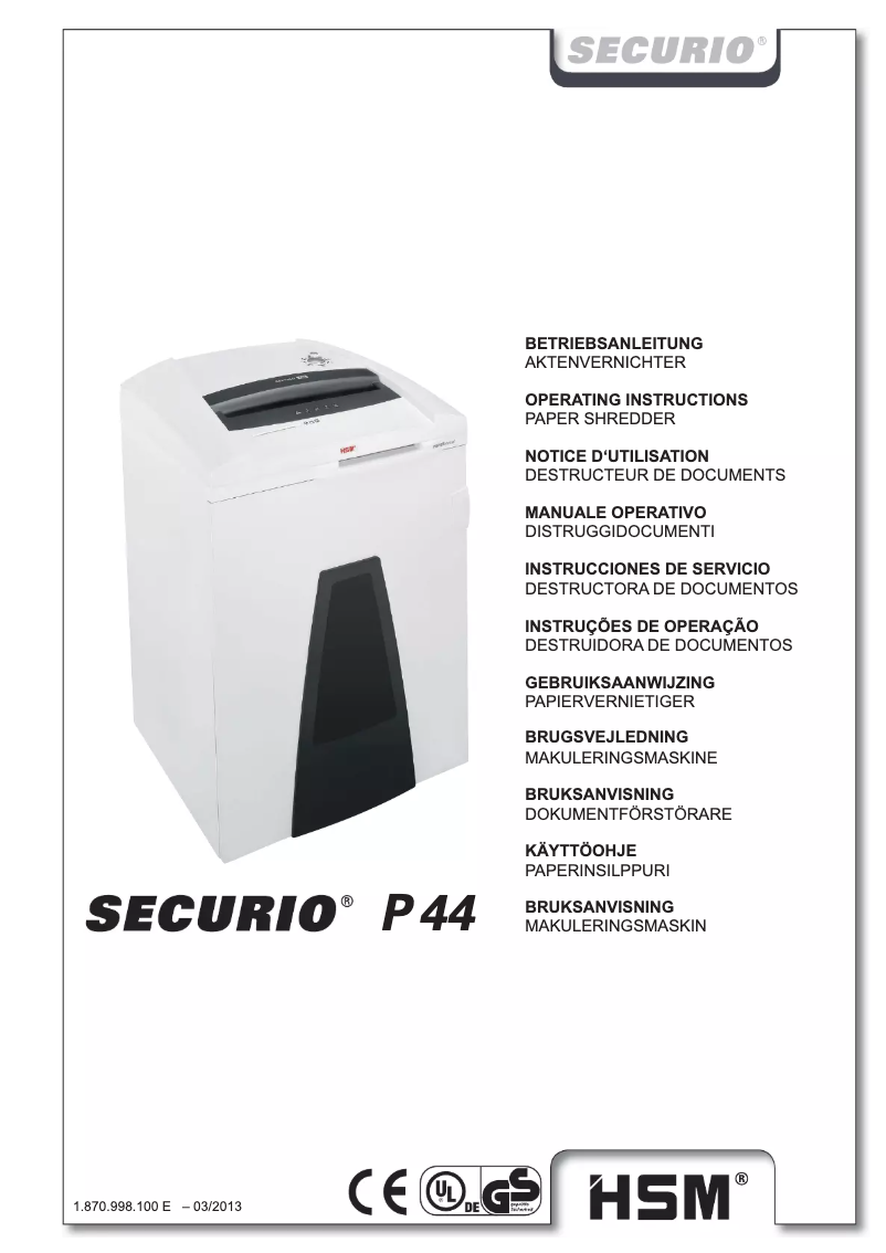 Page 1 of the manual User Manual HSM SECURIO P44 OMDD