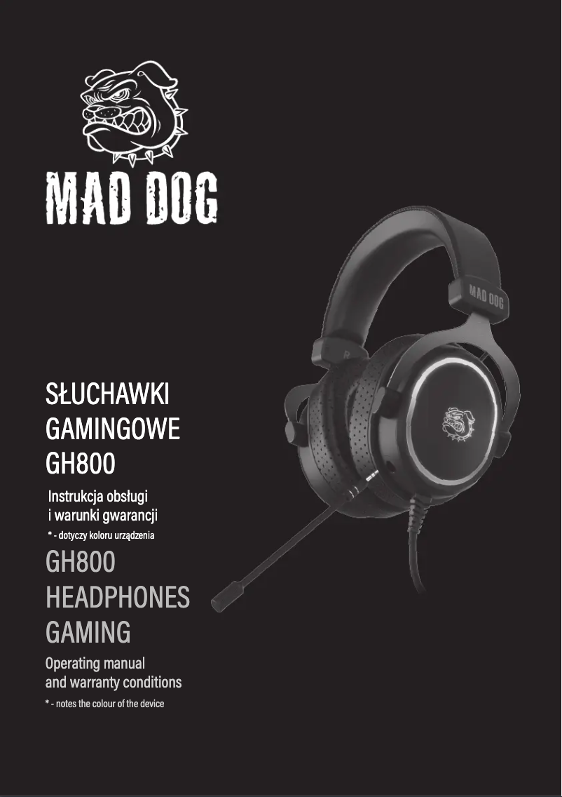 First page image of the manual for GH800