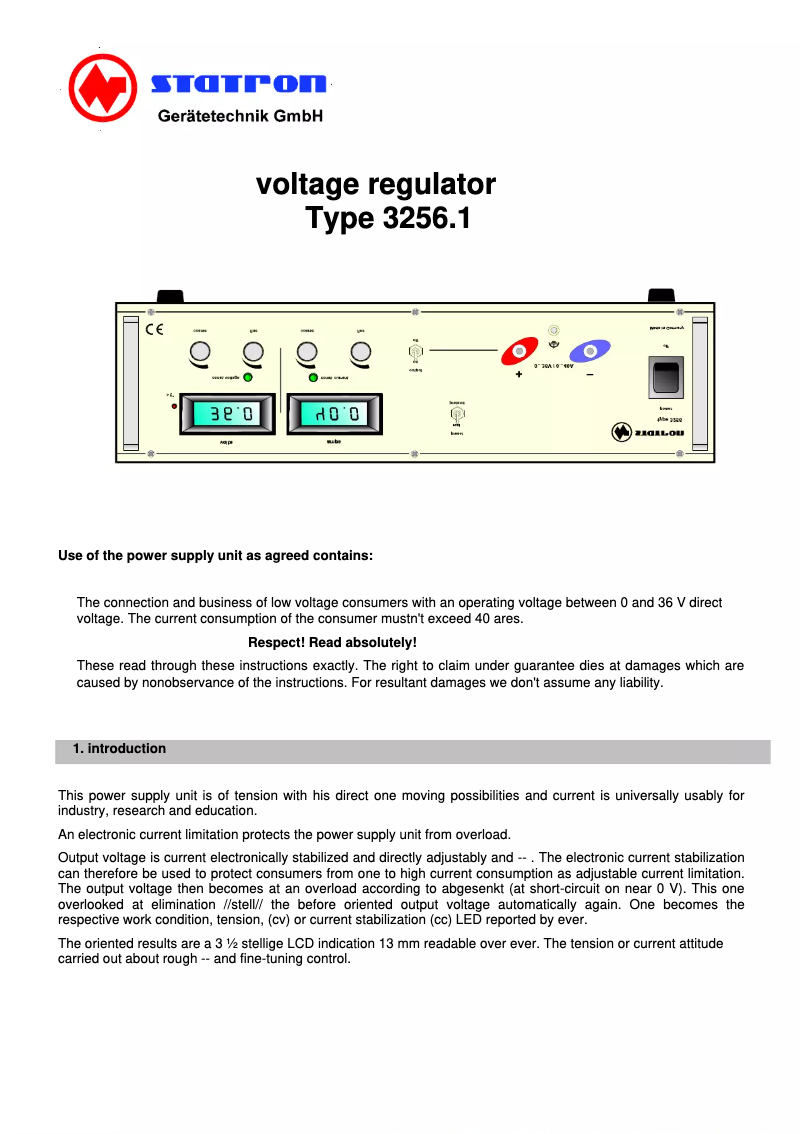 First page image of the manual for 3256.1