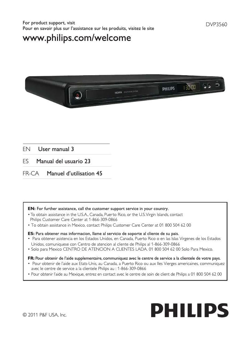 First page image of the manual for DVP3560