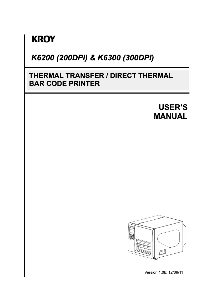 Page 1 of the manual User Manual Kroy K6200