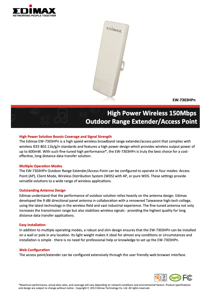Page 1 of the manual User Manual Edimax EW-7303HPn