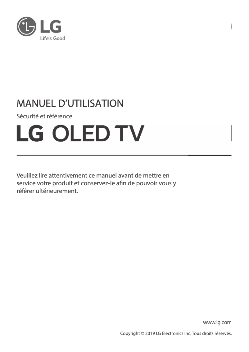 First page image of the manual for OLED65C9MLB