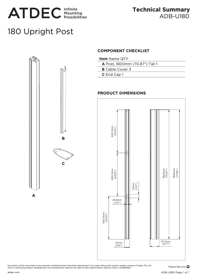 Page 1 of the manual User Manual Atdec ADB-U180-B