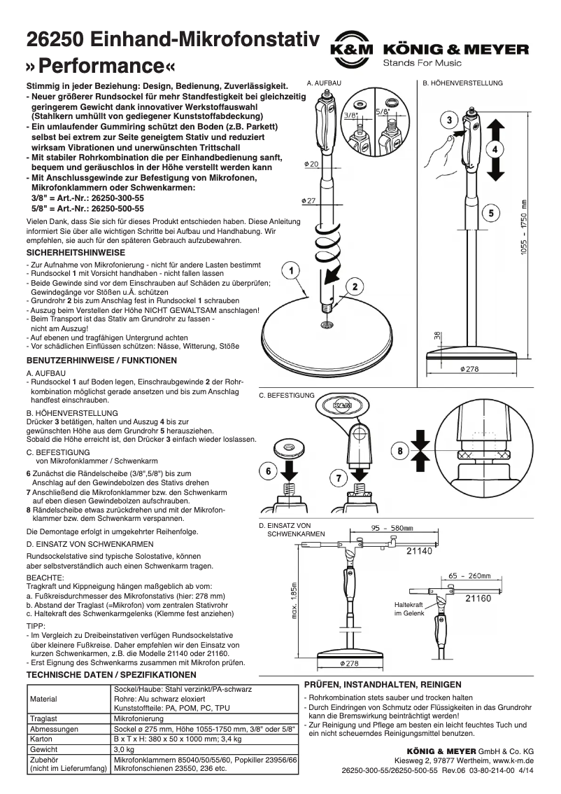 Page 1 of the manual User Manual Konig & Meyer Performance 26250