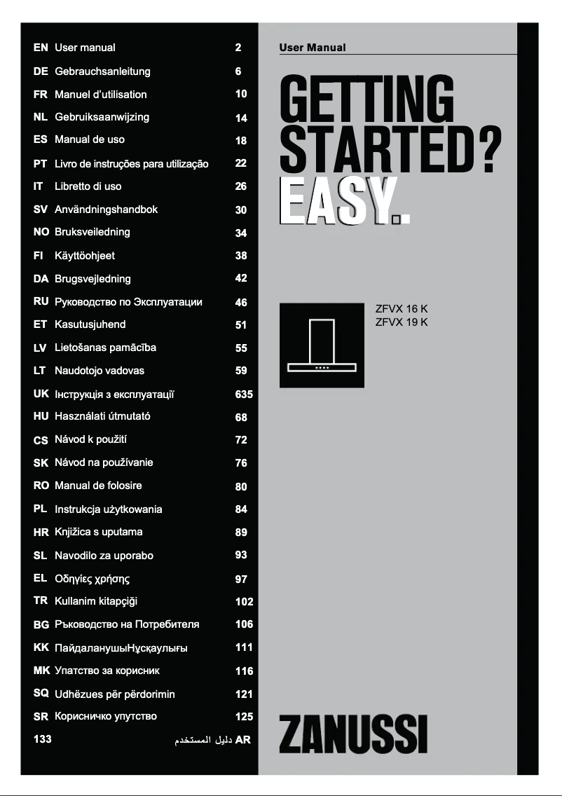 Page 1 of the manual User Manual Zanussi ZFVX16K