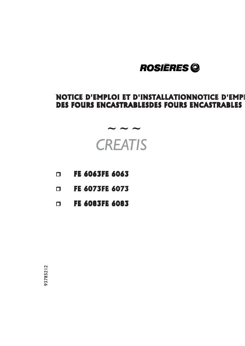 First page image of the manual for FE 6083 RB